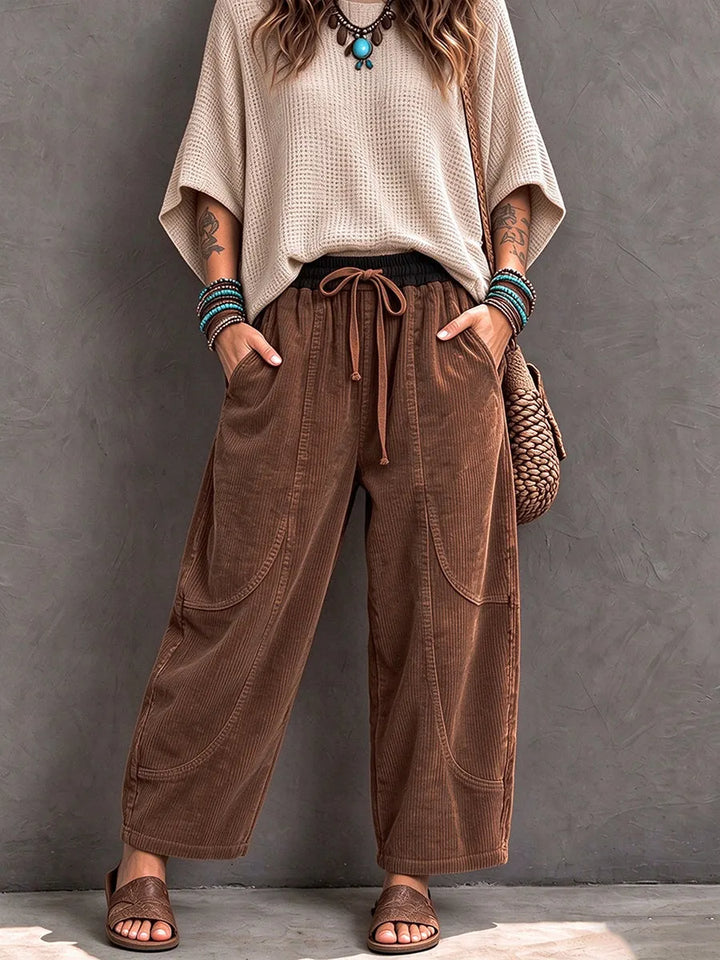Lenka - Pantalones Informales De Pana Con Cintura Elástica