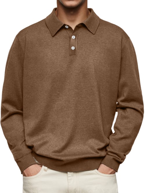 Dalvin - Casual y Cómodo Polo de Manga Larga Camisa