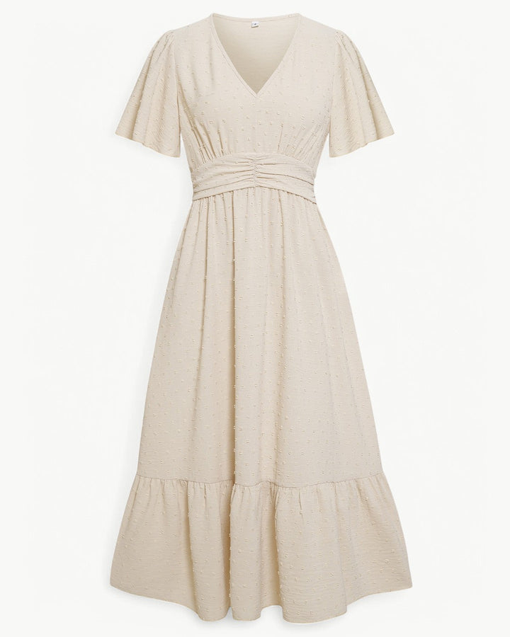 Rameena - Elegante Vestido Con Cuello En V Y Manga Corta