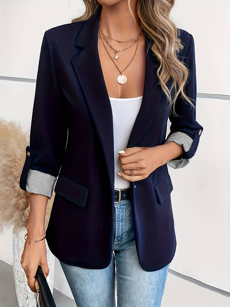 Galiah - Elegante Blazer Cruzado Con Cuello Con Solapa