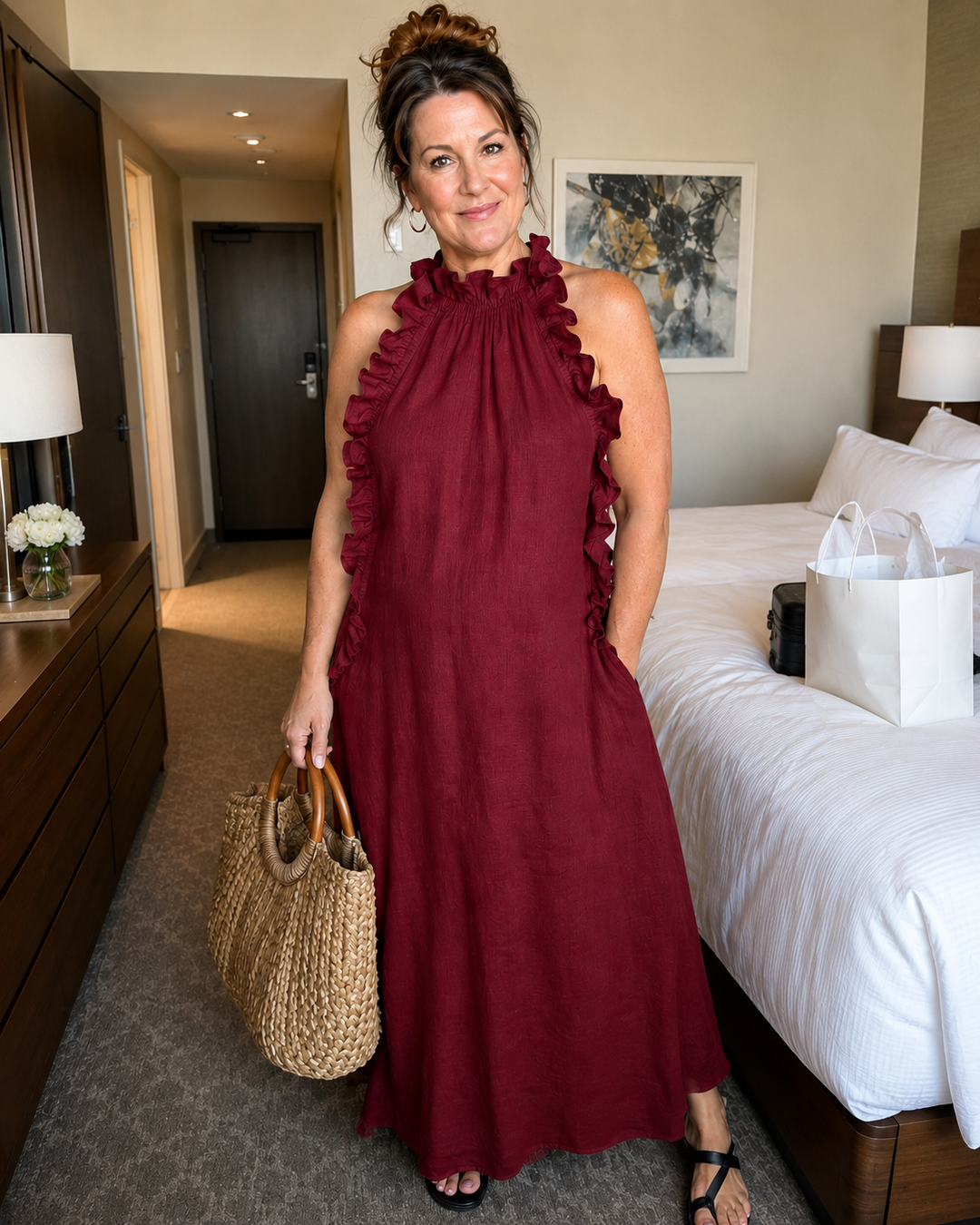Vasara - Vestido Largo De Estilo Bohemio Con Volantes