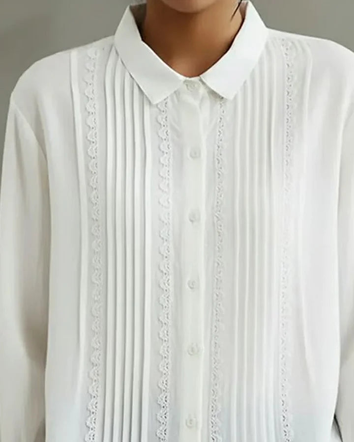 Kalanit - Camisa De Lino y Algodón Con Encaje Patchwork