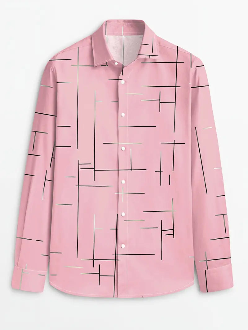 Nerio - Camisa De Manga Larga Con Estampado Geométrico