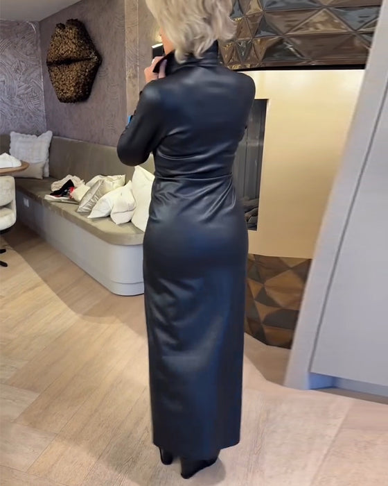Laila - Vestido Moderno De Cuero Sintético Con Cremallera
