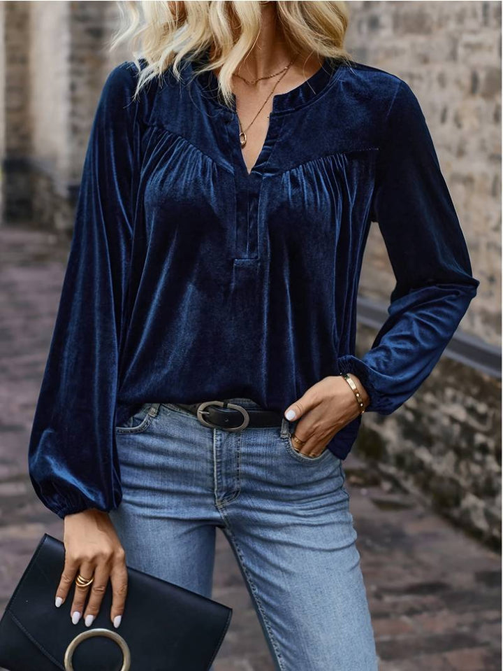 Lihi - Camiseta Cómoda de Manga Larga y Cuello en V