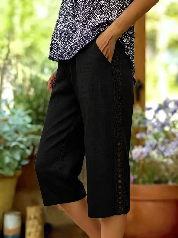 Arnisa - Pantalones Cómodos De Verano Con Bolsillos Laterales De Encaje