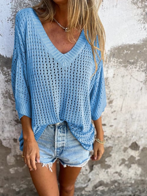 Shilana - Top De Punto Hueco Con Cuello En V