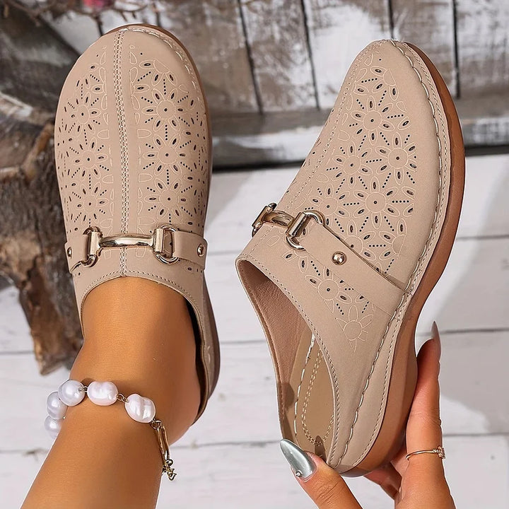 Hailen - Mules Tipo Mocasín Sin Cordones Con Estampado Floral Informal