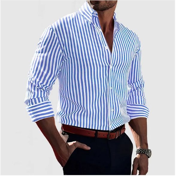 Hjalmar - Camisa Clásica De Manga Larga a Rayas