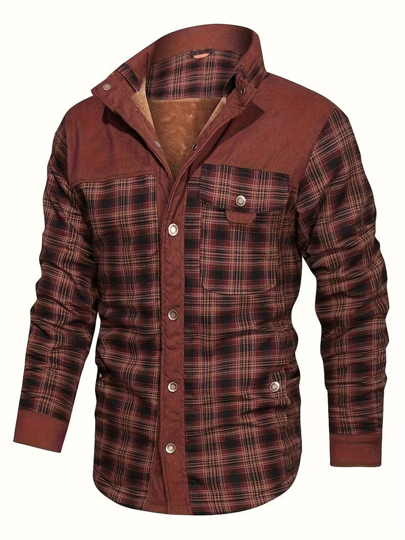 Kerrik - Chaqueta a Cuadros Con Solapas Y Forro De Felpa