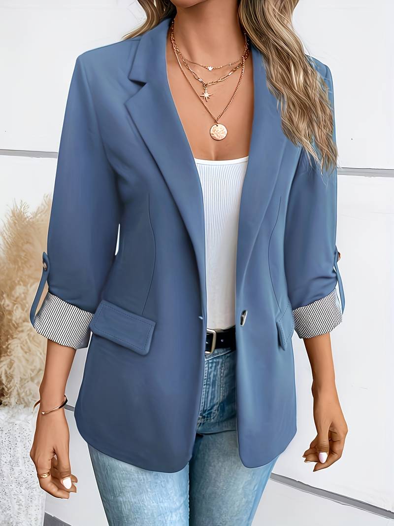 Galiah - Elegante Blazer Cruzado Con Cuello Con Solapa
