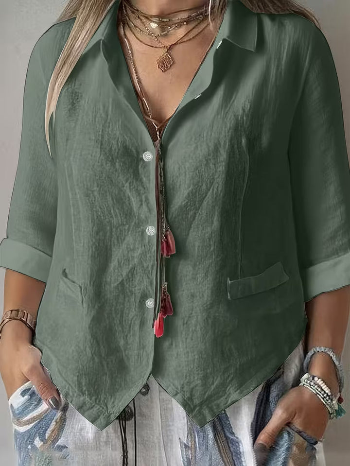 Solmira - Camisa De Manga Corta Con Cuello Abierto Y Botones