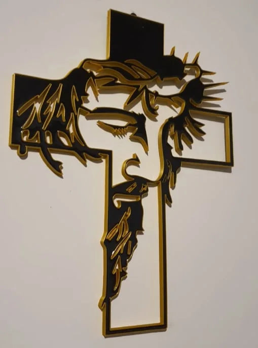 ChristCraft - Letrero Metálico con la cruz de Jesús Decoración de Pared con Cristo