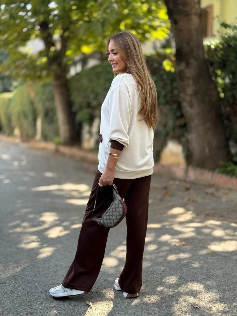 Phaedra - Cárdigan Acanalado y Pantalón Ancho