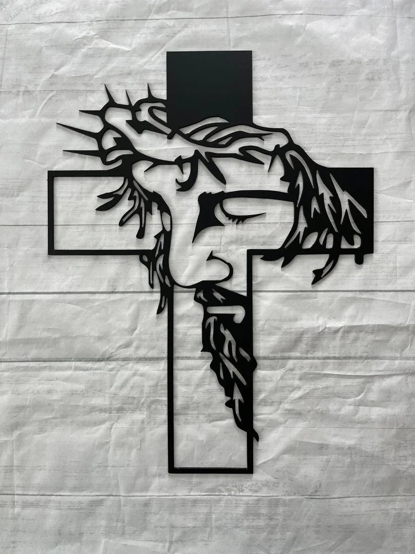 ChristCraft - Letrero Metálico con la cruz de Jesús Decoración de Pared con Cristo
