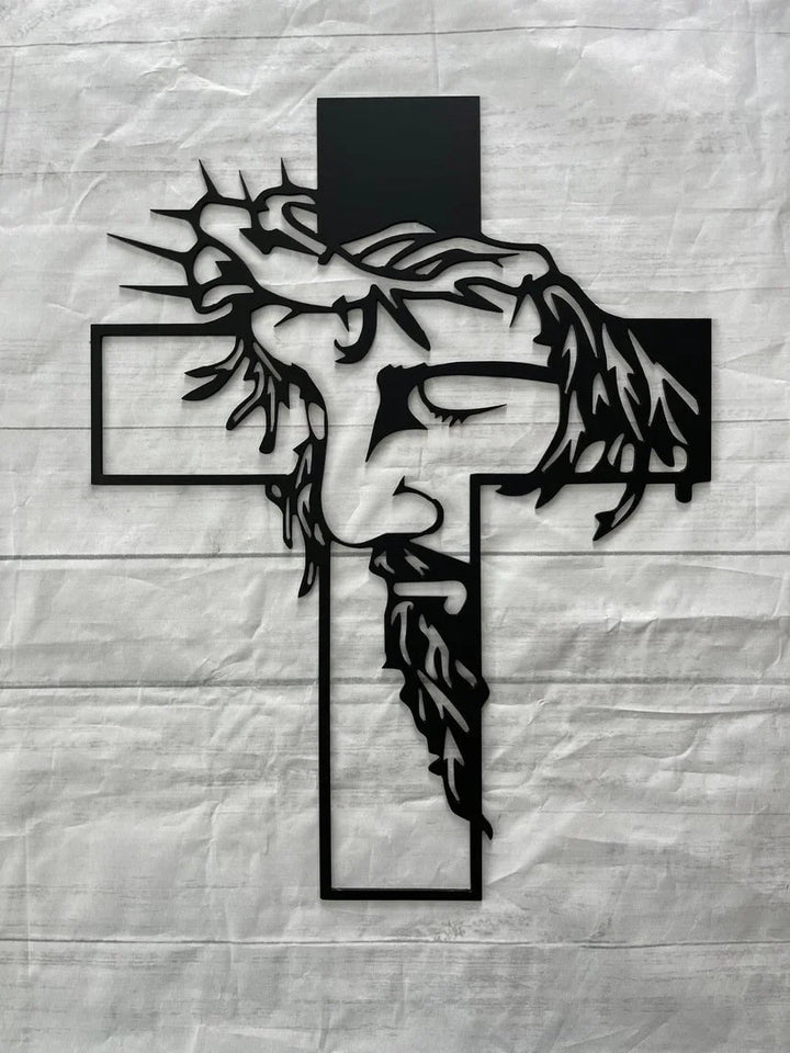 ChristCraft - Letrero Metálico con la cruz de Jesús Decoración de Pared con Cristo