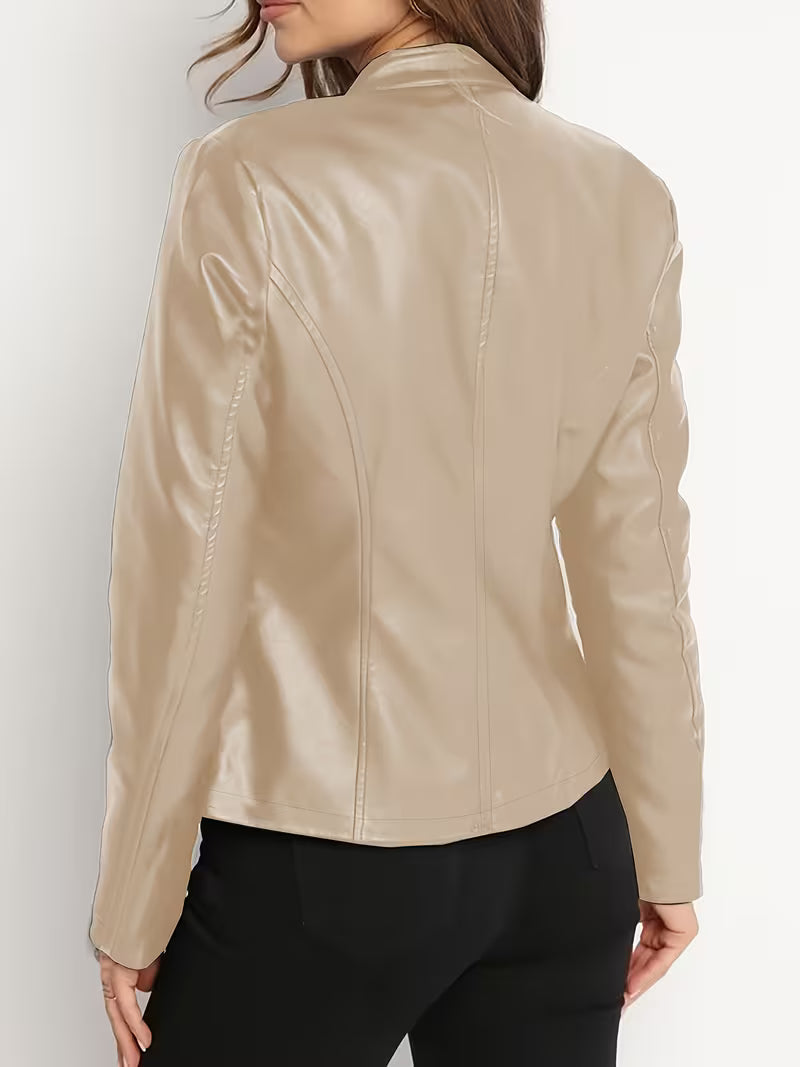 Siliena - Elegante Chaqueta De Imitación De Piel Con Cremallera