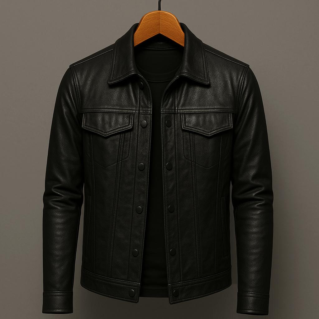 Lulzim - Informal Ajuste Entallado Cuero Chaqueta