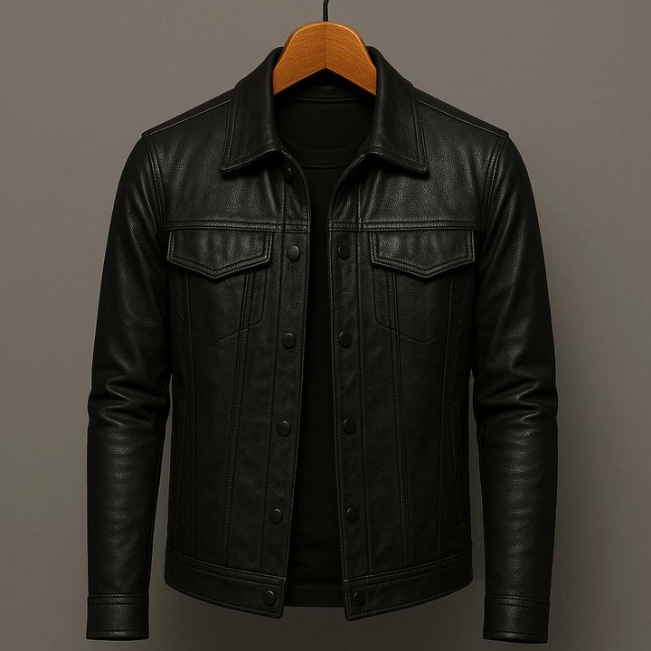 Lulzim - Informal Ajuste Entallado Cuero Chaqueta