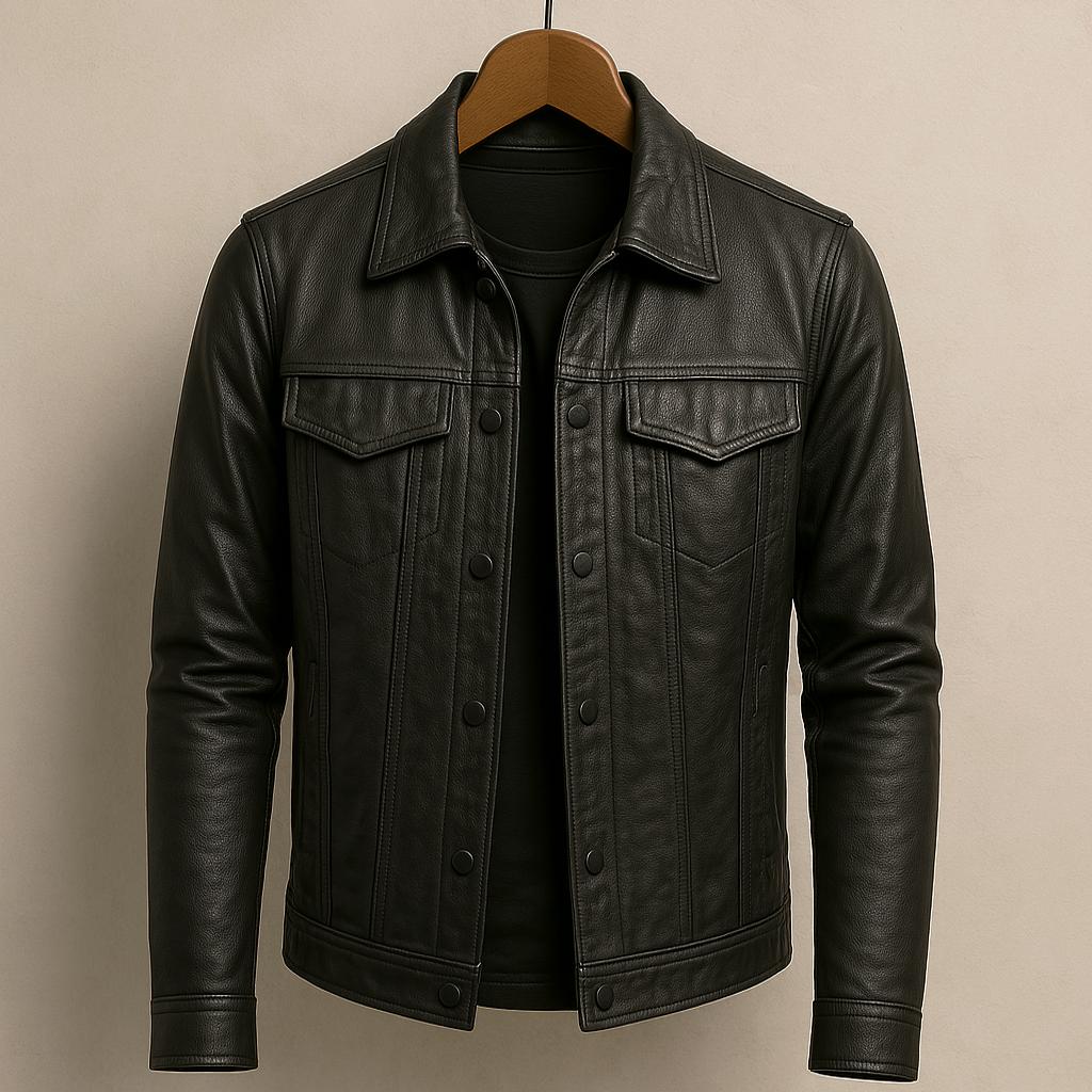 Lulzim - Informal Ajuste Entallado Cuero Chaqueta