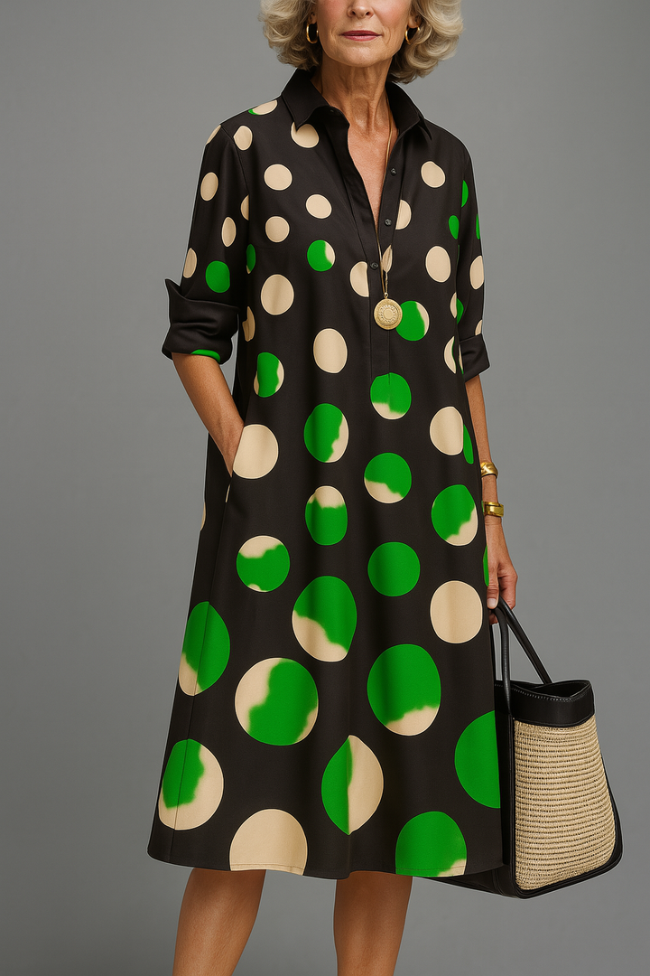Wunmi - Elegante Vestido Midi De Lunares