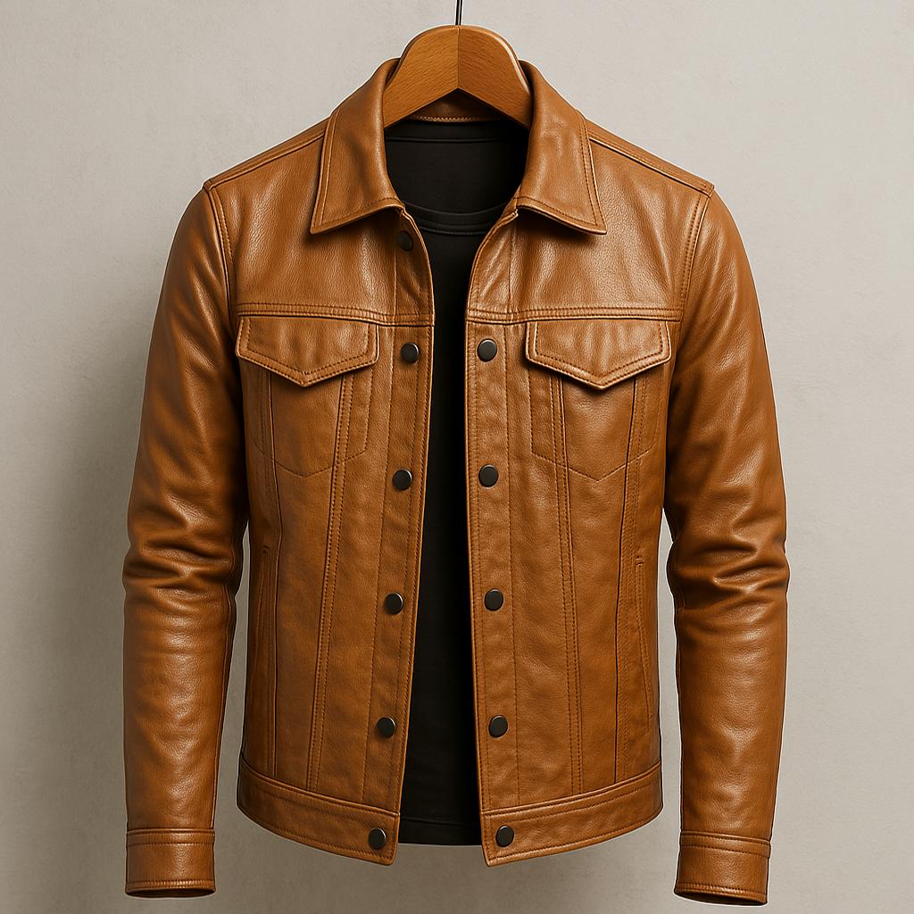 Lulzim - Informal Ajuste Entallado Cuero Chaqueta