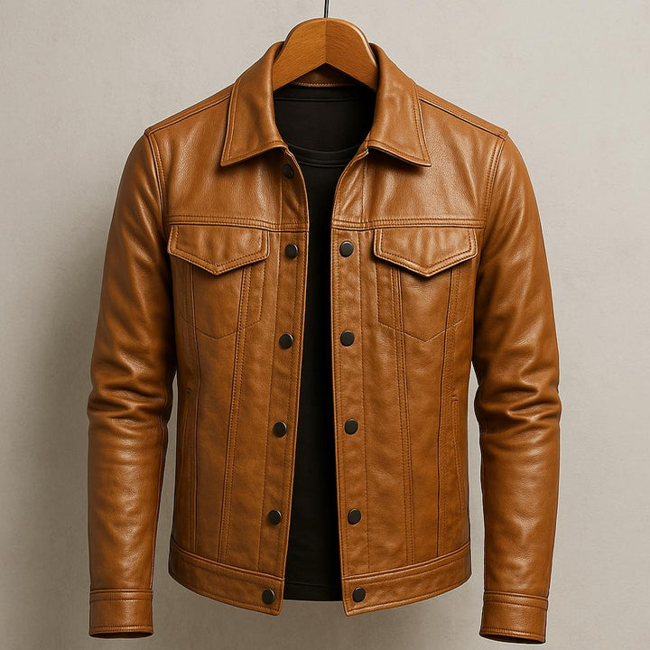 Lulzim - Informal Ajuste Entallado Cuero Chaqueta