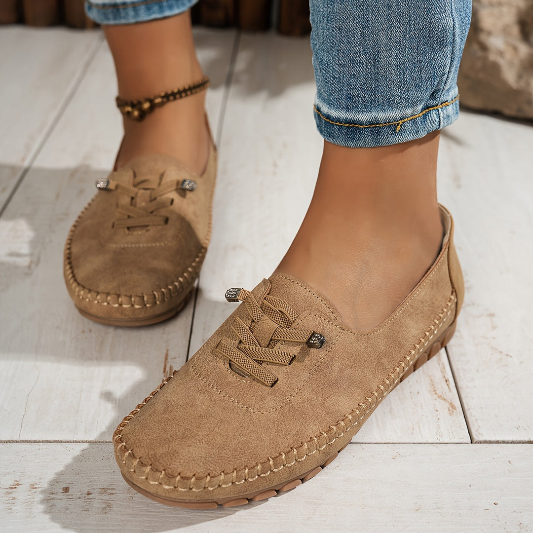 Zakiya - Cómodos Mocasines De Ante Con Cordones