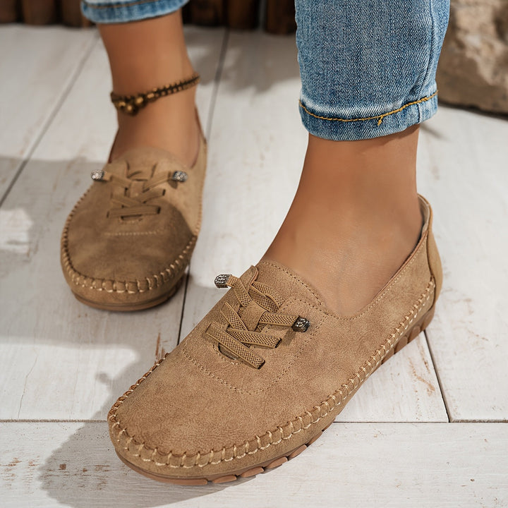 Zakiya - Cómodos Mocasines De Ante Con Cordones