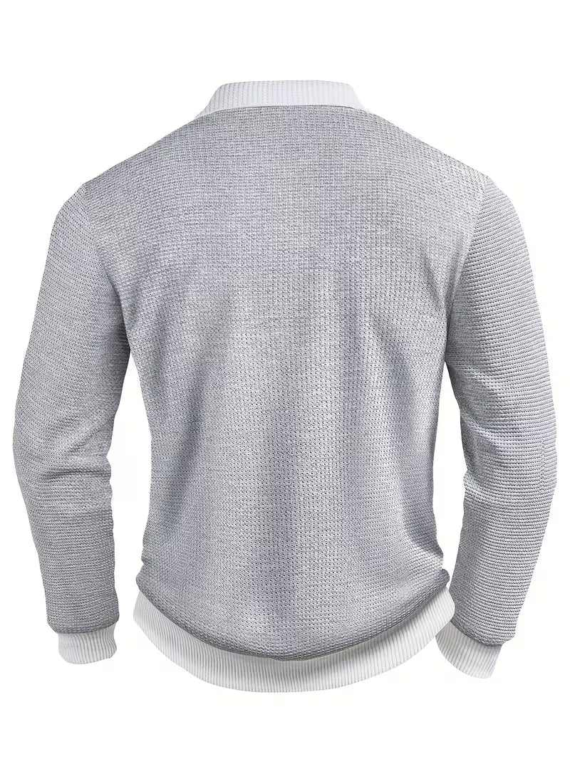 Gennady - Camisa De Punto Gofre Texturizado Con Cuello En Contraste