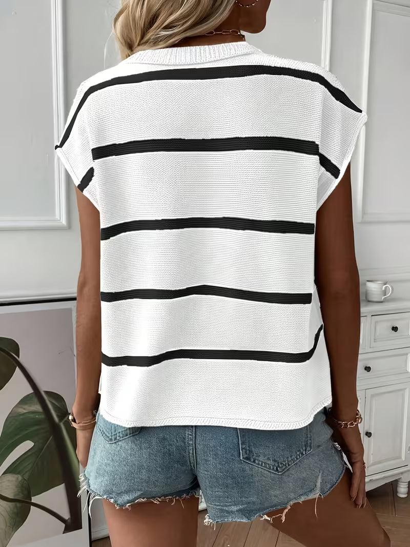 Enila - Jersey De Punto a Rayas Con Cuello Redondo