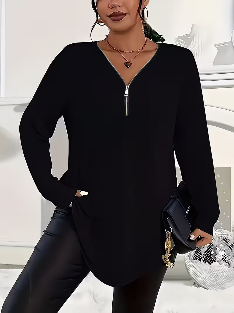 Liorah - Elegante Camisa de Manga Larga Con Cremallera