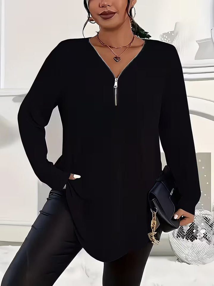 Liorah - Elegante Camisa de Manga Larga Con Cremallera