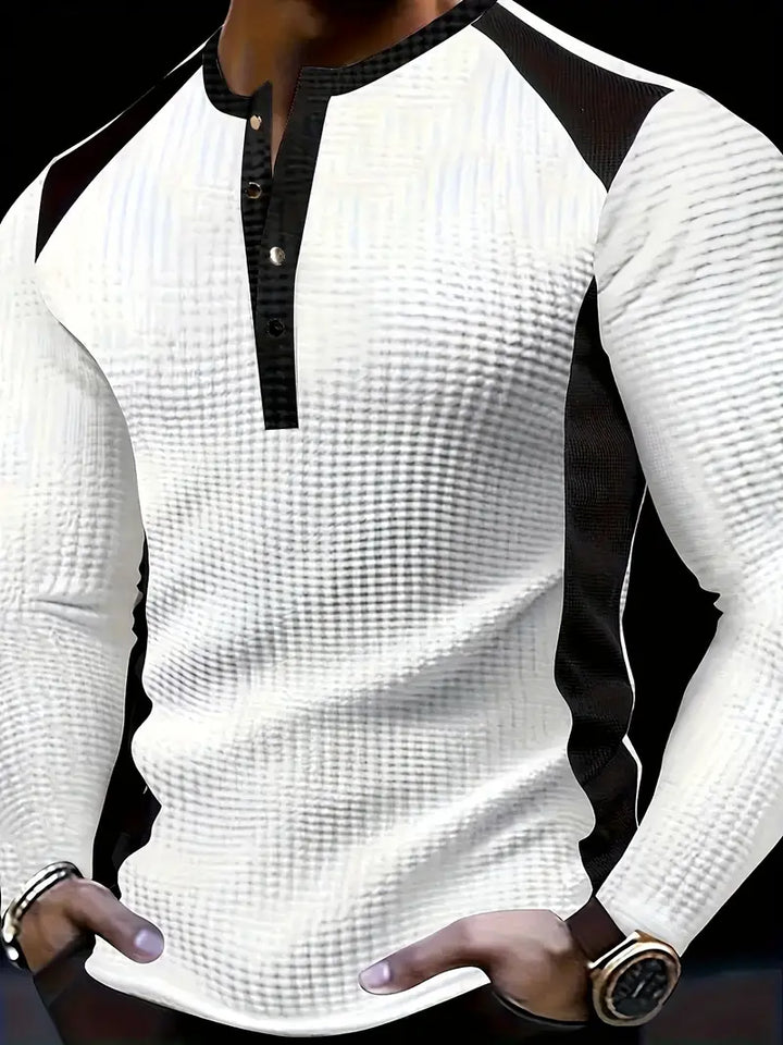 Kyran - Camisa Henley De Manga Larga Con Diseño De Gofre