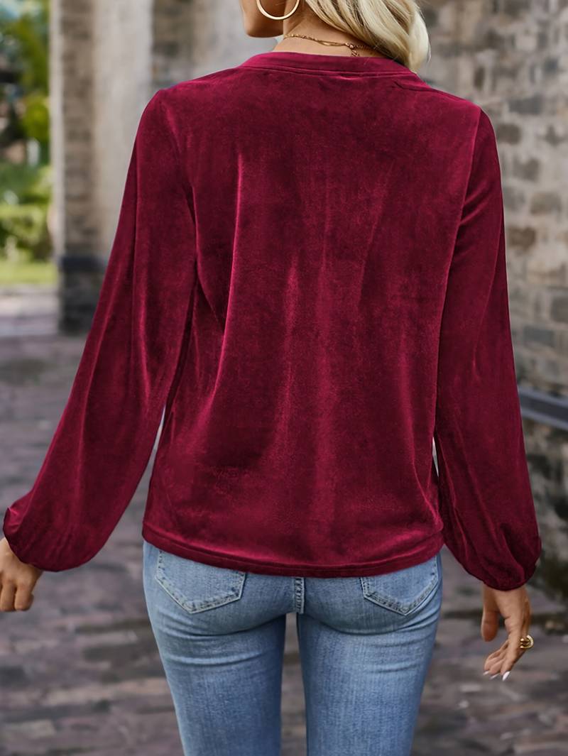 Lihi - Camiseta Cómoda de Manga Larga y Cuello en V