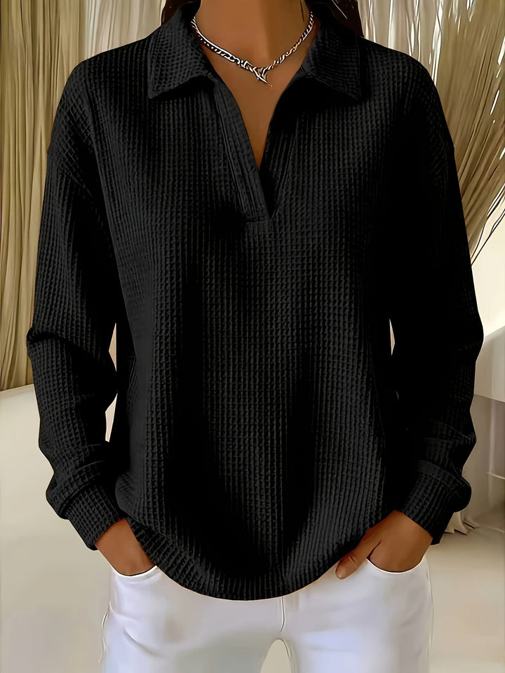 Nastya - Elegante Camisa Con Cuello Polo Y Tejido De Gofre
