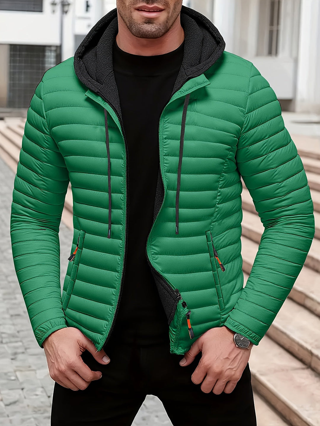 Dielmar - Chaqueta Acolchado Con Capucha Y Cremallera Frontal