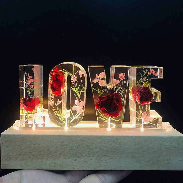 PetalLume - Lámpara De Noche De Resina Con Flores Hechas a Mano
