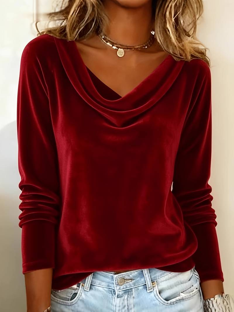 Ghania - Camiseta Informal De Manga Larga Con Cuello en V