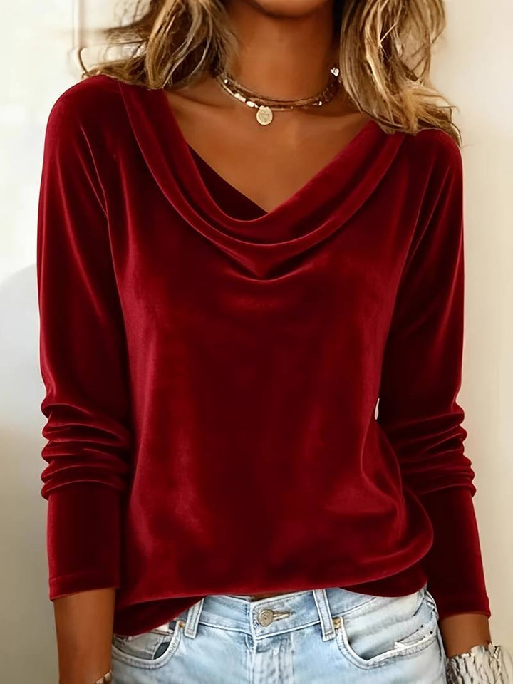 Ghania - Camiseta Informal De Manga Larga Con Cuello en V