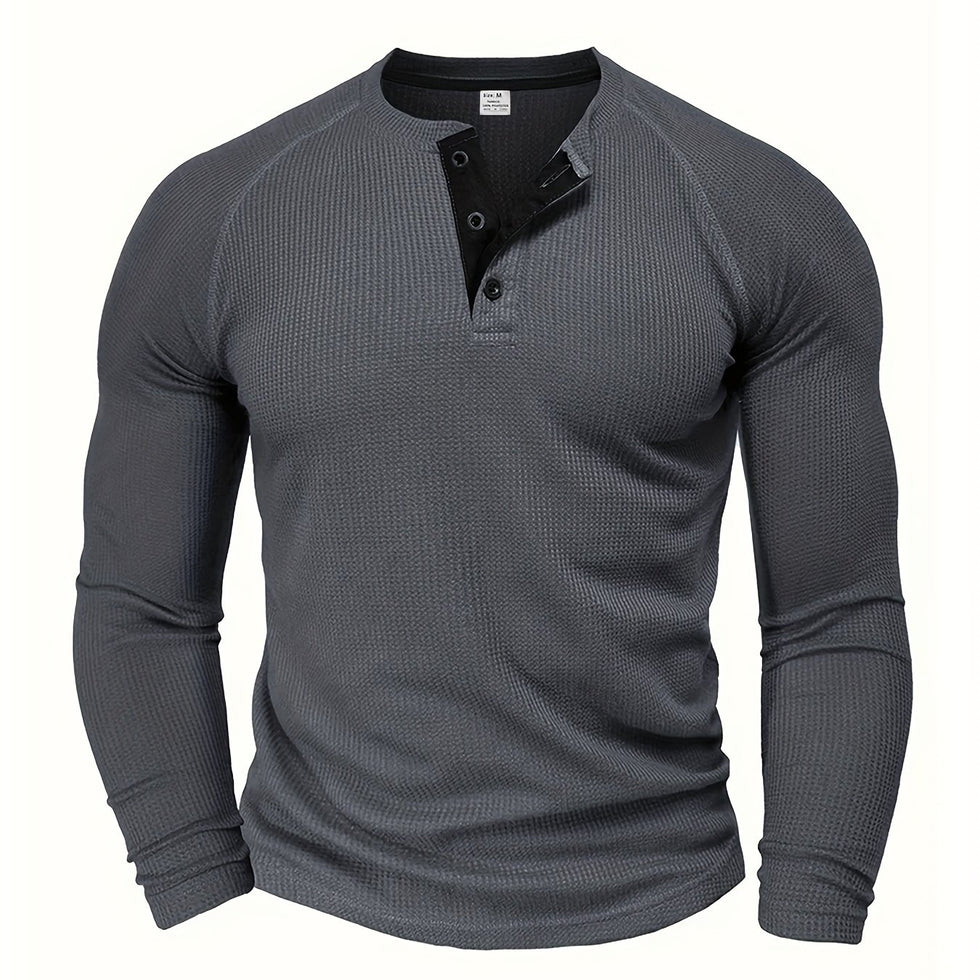 Jarik - Camiseta Henley De Manga Larga Con Textura