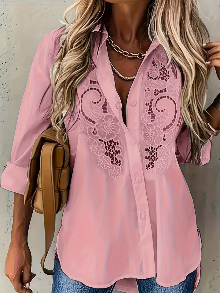 Jorunn - Blusa De Manga Larga Con Aberturas y Bordados
