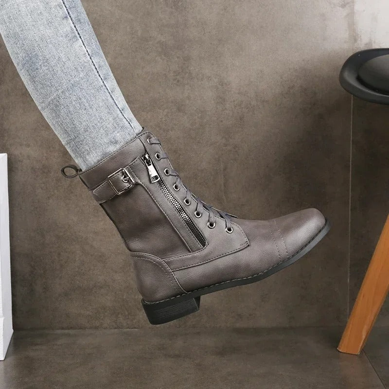 Eugenie - Botas Ortopédicas de Cuero con Cremallera Lateral