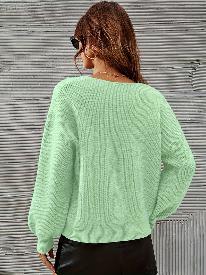 Irmelin - Jersey Con Cuello En V y Hombros Caídos