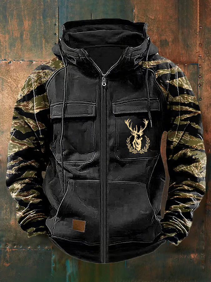 Jernard - Sudadera Con Capucha y Cremallera Con Múltiples Bolsillos