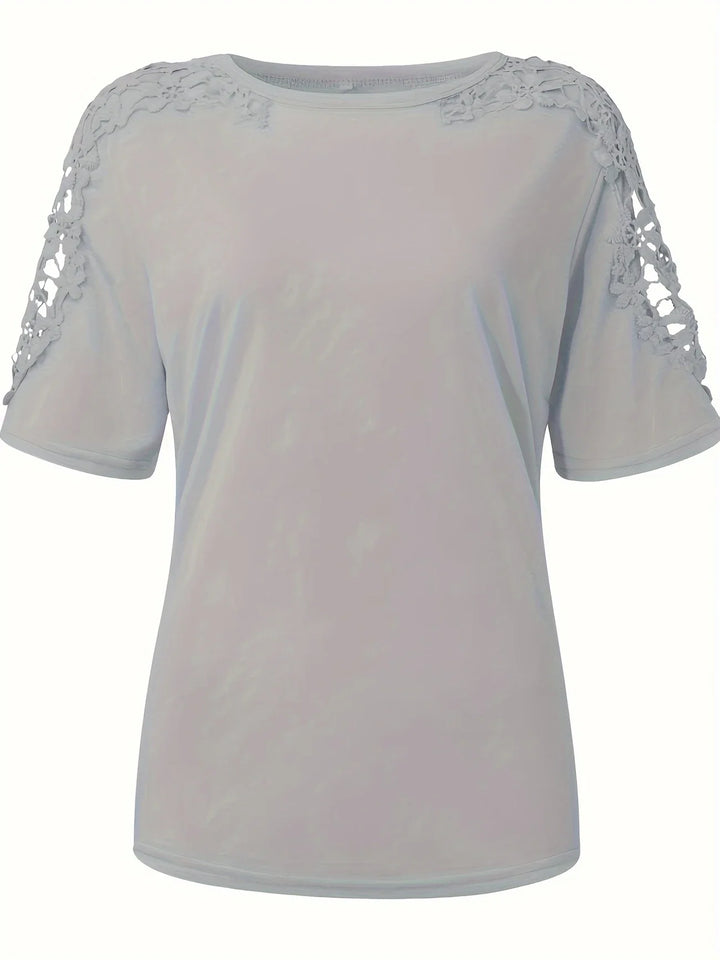 Ancuta - Elegante Verano Manga Corta Camiseta Con Encaje
