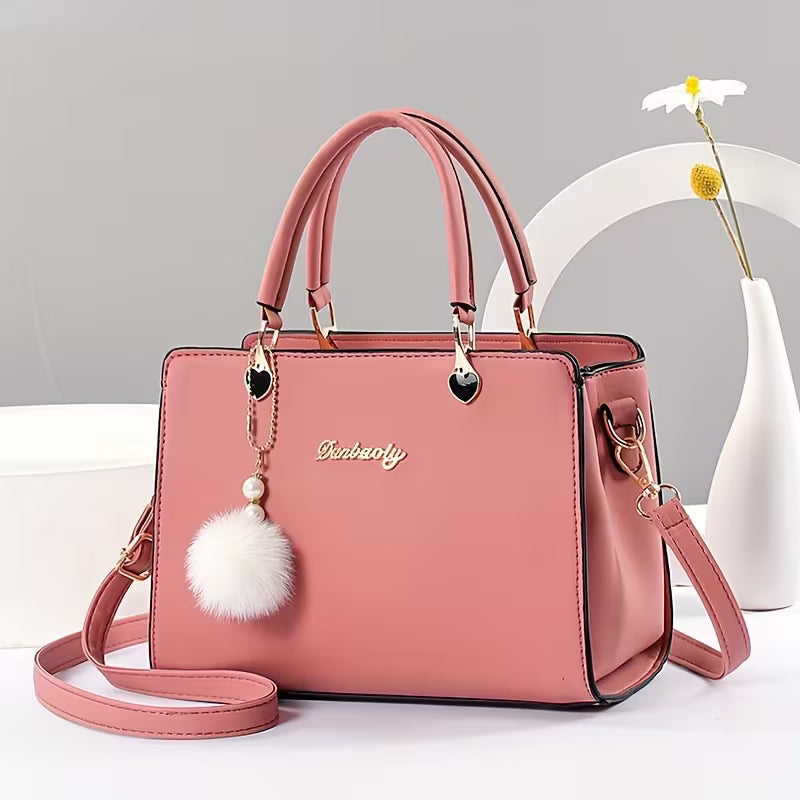 Sanika - Bolso de Mano Con Colgante de Pompón y Correa Para el Hombro