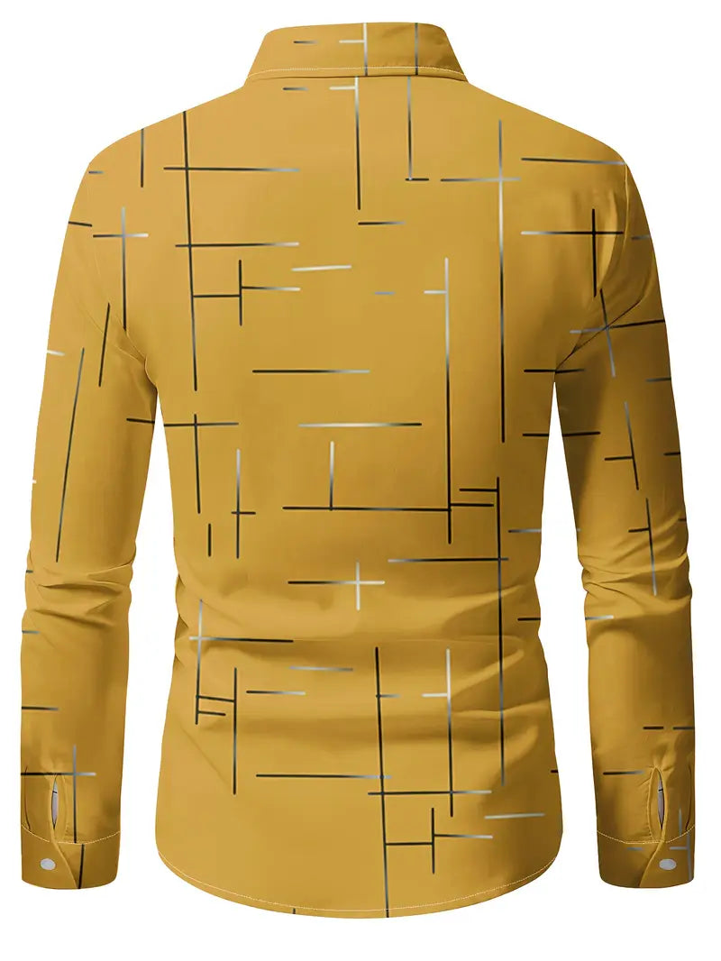 Nerio - Camisa De Manga Larga Con Estampado Geométrico