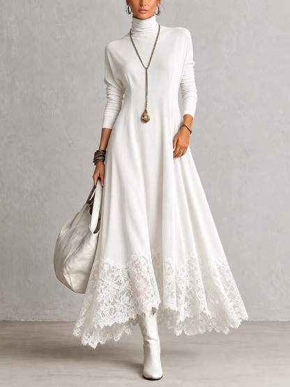 Albria - Vestido Largo de Manga Larga con Estilo Vintage