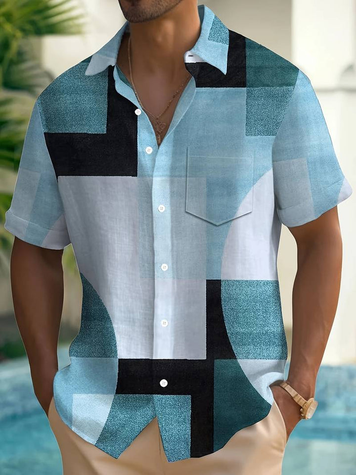 Boucher - Camisa De Manga Corta Con Estampado Geométrico Vintage Y Botones